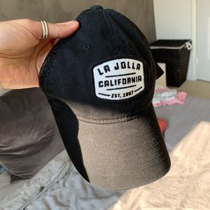 Black baseball hat with mesh back